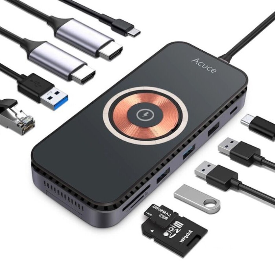 Lagringshubben som kommer med 14 anslutningsmöjligheter och upp till 8GB lagring Anslutningar till Acuce A10 Pro